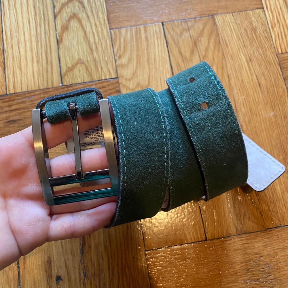 green suede genuine leather men's belt